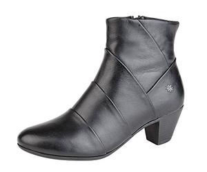 Cipriata Womens Ladies Real Leather Memory Foam Mid Heel Zip Ankle Boots Black Size 3