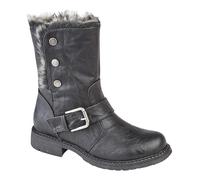 Cipriata ANDREANA Ladies Faux Fur Fold Down Biker Boots Black
