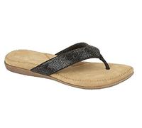 Cipriata Women's Soft & Comfy Spark Diamante Toe Post Mule Sandals (7 UK, Black)
