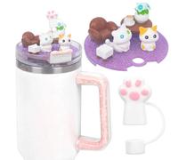 Cipszoely Cat Lid Accessories for Stanley Cup 40 OZ, Cute Purple Accessories for Stanley Cup Lid Preppy Stanley Cup Toppers Cute Cat Claw Cup Charms Spill Stopper Leak Stopper for Stanley Cup Tumblers