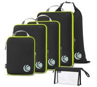 Cipway Compression Packing Cubes, Ultralight Travel Luggage Organizer Sets Extensible Travel Essentials for Carry on Suitcase(Black 6pcs)