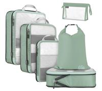 Cipway Compression Travel Packing Cubes,Mesh Design Lightweight Travel Bags Organiser for Backpack Suitcases Home Storage(Sage green 6pcs)