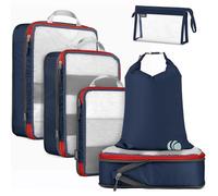 Cipway Compression Travel Packing Cubes,Mesh Design Lightweight Travel Bags Organiser for Backpack Suitcases Home Storage(Blue 6pcs)