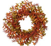 CIR OASES 20-inch Fall Front Door Wreath Artificial Orange and Green Leaf Autumn Wreath Farmhouse Courtyard Corridor Fireplace Decoration Thanksgiving Harvest Festival Halloween Party Decoration