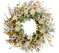 CIR OASES 20-inch Fall wreath Daisies wheat ear green Leaf wreath Four Seasons Decorative wreaths Thanksgiving Easter Holiday Celebration Party Decorative Front door wreaths