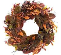 CIR OASES 20-inch fall wreath Magnolia leaf and pine needle wreath Handmade wreaths Harvest wreaths Decorate the front door hallway walls Holiday party