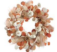 CIR OASES 20-inch Fall Wreath White Orange Eucalyptus Leaf South Melon Wheat Ear Wreath Harvest Festival Thanksgiving Decoration Front Door Farmhouse Courtyard Decoration
