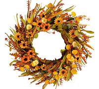 CIR OASES 20-inch Fall wreaths Handmade Orange wreaths Eucalyptus leaves wheat wreath Holiday Celebration Party Front porch Fall harvest Thanksgiving wreath