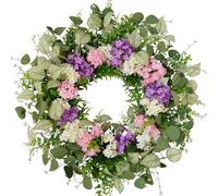 CIR OASES 22-inch Spring wreath Artificial hydrangea Eucalyptus leaf wreath Spring Summer Front door hallway window Wreath Wedding Holiday party wreath