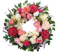 CIR OASES 22 inch Spring Wreath Artificial Rose Hydrangea Wreath Spring Summer Front Door Decoration Wedding Birthday Party Holiday Celebration Decoration Wreath