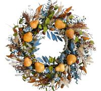 CIR OASES 22-inch Spring Wreath Blue Yellow White Leaves Wheat ears Pear Wreath Front Door Fireplace Courtyard Decoration Harvest Festival Decoration