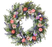 CIR OASES 22 Inch Spring Wreath for Front Door Blue Spring Door Wreath Summer Floral Wreaths with Wildflower for Wall Porch Indoors Outdoor Window Home Farmhouse Decor