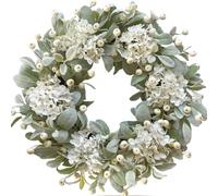 CIR OASES 22-inch Spring wreath White hydrangea berry Green rabbit ear leaf Artificial wreath Front porch Home decor Wedding Party Office holiday decor
