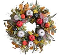 CIR OASES 24-inch Fall Wreath Handmade Pumpkin Autumn Leaf Harvest Wreath Front Door Corridor Courtyard Farmhouse Decoration Harvest Festival Thanksgiving Party Wedding Decoration