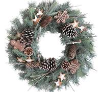 CIR OASES 24-inch Winter Wreath Green Pine Needle Gingerbread Man Pinecone Front Door Wreath Winter Indoor Outdoor Home Decoration Christmas Party Store Office Decoration
