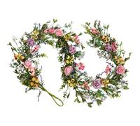 CIR OASES 6FT Hydrangea Rose Spring Garland, Purple Pink Spring Summer Eucalyptus Vine, Artificial Flower Garland for Mantle Fireplace Wedding Indoor Outdoor Home Decor