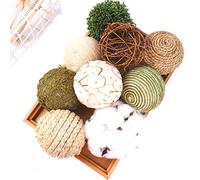 CIR OASES 9pcs 3.5Inch Fall Decorative Ball Orb Rattan Ball Rattan Woven Orbs Spherical Bowl and Vase Filler for Home Party Wedding Display Decor Props …