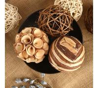 CIR OASES Decorative Balls, Set of 6, Natural Tone Rattan Wicker, Orb, Grapevine, Wicker, Home Decor, Table Centerpieces, Wedding, Anniversary, Nature And Outdoors, Handmade, 3.5 Inch, Natural