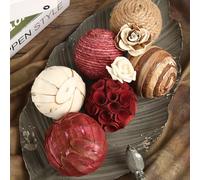 CIR OASES Decorative Bowl & Vase Filler Balls for Home Decor, Set of 6 PCS Natural Tone Rattan Wicker Balls Centerpieces Decoration, Decorative Orbs Vase Bowl Filler for Table Centerpieces