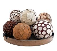 CIR OASES Decorative Filler Balls for Centerpiece, 6 PCS 3.5 Inch Natural Tone Bowl&Vase Filler Balls for Home Decoration, Dough Basket Fillers