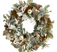 CIR OASES Fall wreath 20-inch Front Door wreath Handcrafted Rabbit Ear Leaves White Maple Leaves Pumpkin Berries Wreaths Thanksgiving Harvest Festival Party Wedding Decoration Indoor Outdoor Decor