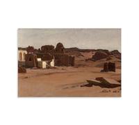 Circa 1890 Modern Tombs Aswan Egypt Orientalist Print by Elihu Vedder - Historic Desert Landscape Wall Art Canvas Wall Art Decorative Bedroom Modern Home Print Picture Artworkss Unframe 20x30inch(50x7