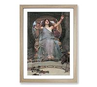 Circe Offering The Cup to Odysseus by John William Waterhouse Framed Print | A2 Oak Framed Wall Art | Ready to Hang | Modern Nature Picture | Living Room Bedroom Lounge Office
