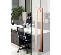 CIRCIR 4/5 Ft Square Metal Push Pull Bar Handles for Kitchen Closet Barns,Modern Shower Glass Door Handle, Double-Sided Mounted(Rose Gold,80cm/31.5in)