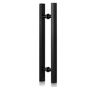 CIRCIR Brushed Stainless Steel Classic Square Gate Handles,24/40 in Push Pull Door Handle, for Kitchen Shower Porch Entry, Back to Back Mounted(Black,150cm/59.1in)