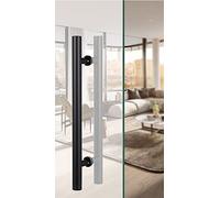 CIRCIR Round Stainless Steel Modern Style,2-5ft Sliding Office Door Handle Pull and Flush Hardware Set, for Barn Garages Sheds Bathroom(Black,150cm/59.1in)