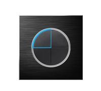 Circle 1/2/3/4 gang 2 way Push Button Wall Light Switch Glass Step Light LED Indicator (black aluminum 4 gang 2 way)