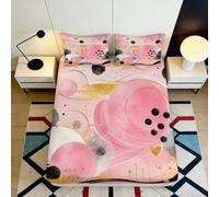 Circle Abstract Fitted Sheet 3D Print Soft Microfiber Durable | 180x200x25cmDeep Pocket Design Housewarming Gift Soft Microfiber Bedroom Decor Slip Resistant