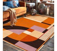Circle Area Rug, Modern Abstract Rectangle Triangle Fall Orange Low Pile Aesthetic Rectangle Home Floor Carpet Rugs for Living Room Bedroom Under Table Dining Decor 5' X 7'