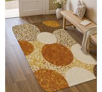 Circle Area Rug, Modern Contemporary Dot Texture Fall Mustard Non-Slip Indoor Doormat Accents Rug Non Shedding Entryway Bathroom Laundry Room Bedside Decor 3' X 5'