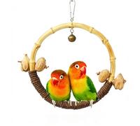 Circle Bird Swing with Bell,Bamboo Parakeet Rope Perches for Cage Ring Bird Swings Chewings Nuts Toys for Parrots Cockatiels Lovebirds Budgie