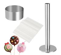 Circle Cake Pop Mold Set, Reusable Steel Round Cake Pop Cutter and Aluminum Alloy Pusher Practical Baking Tools for Home Party Birthday Wedding
