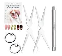 Circle Cat Eye Magnet Ring Magnet for Nails Rotating Strong Round Double Head French Heart U Shaped Glass Bead Tool Set Polish Gel Art Professional Curing Lamp Horseshoe Manicure Design(SET-D#)