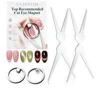 Circle Cat Eye Magnet Ring Magnet for Nails Rotating Strong Round Double Head French Heart U Shaped Glass Bead Tool Set Polish Gel Art Professional Curing Lamp Horseshoe Manicure Design(SET-C#)