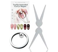 Circle Cat Eye Magnet Ring Magnet for Nails Rotating Strong Round Double Head French Heart U Shaped Glass Bead Tool Set Polish Gel Art Professional Curing Lamp Horseshoe Manicure Design(SET-A#)