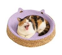 Circle Cat Scratcher - Breathable Hand-Weaving Nest | Kitten Ear Design Cotton Rope Cat Scratching Pad - for Furniture Safety Nail Trimming Paws Care Boredom Enrichment Play