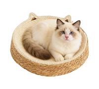Circle Cat Scratcher | Breathable Woven Resting Nest - Kitten Ear Design Cotton Rope Boho Cat Bed - for Play Exercise Activity Nail Trimming Paws Care Boredom Furniture Safety