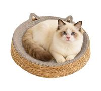 Circle Cat Scratcher | Breathable Woven Resting Nest | Kitten Ear Design Cotton Rope Woven Cat Bed | for Play, Exercise, Enrichment, Activity, Nail Trimming, Paws Care, Furniture Safety