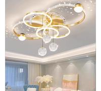 Circle Ceiling Light LED Dimmable Ceiling Lamp With Remote Control Modern Living Room Lamp Light Color/Brightness Adjustable Acrylic Round Bedroom Chandelier Dining Room Interior Lighting(Gold)