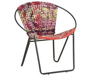 Circle Chair Multicolours Chindi Fabric Bedroom Hand Woven Armchair vidaXL