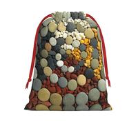 Circle Cobblestones Print Ultra Soft Plush Drawstring Gift Bag, Xmas Party Candy Treat Favors, Christmas Holiday Sacks, Wedding Jewelry Pouches