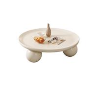 Circle Coffee Tables for Living Room with 3 Ball Legs Rounded Edges Simple Modern End Table for Home Apartment Office Easy Assemble(White,90cm/35.4in)