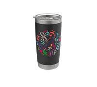 Circle Colored Music Notes Symbols Sign Musicians Composers Stainless Steel Insulated Tumbler