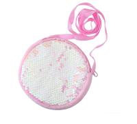 Circle Crossbody Bag for Girls Sequin Party Purse Reversible Glitter Coin Wallet Bags Small Shining Change Pouches Kids Gifts, Pink, Kawaii