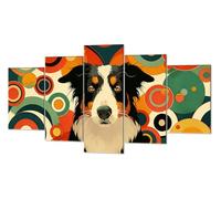 Circle Dog Diamond Art 5 Pack DIY Large Diamond Painting Full Drill Crystals Rhinestones Embroidery Kit, DIY Mosaic by Paint Cross Stitch Kits for Adults, Home Room Decor Painting 14x30in P-d-3886