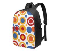 Circle Dots Laptop Backpack Geometric Art Travel Backpack 17inch Water Resistant Carry on Rucksack with USB Charging Port College Bookbag School Work Bag for Women Men